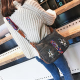Abrasive Fabric Women Bag Embroidery Handbag Crossbody Tote