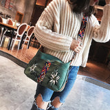 Abrasive Fabric Women Bag Embroidery Handbag Crossbody Tote