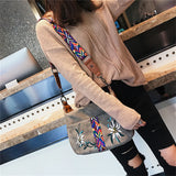 Abrasive Fabric Women Bag Embroidery Handbag Crossbody Tote