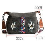 Abrasive Fabric Women Bag Embroidery Handbag Crossbody Tote