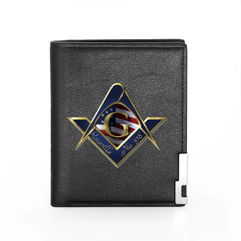 American Flag Freemason Print Wallet Slim Card Holder