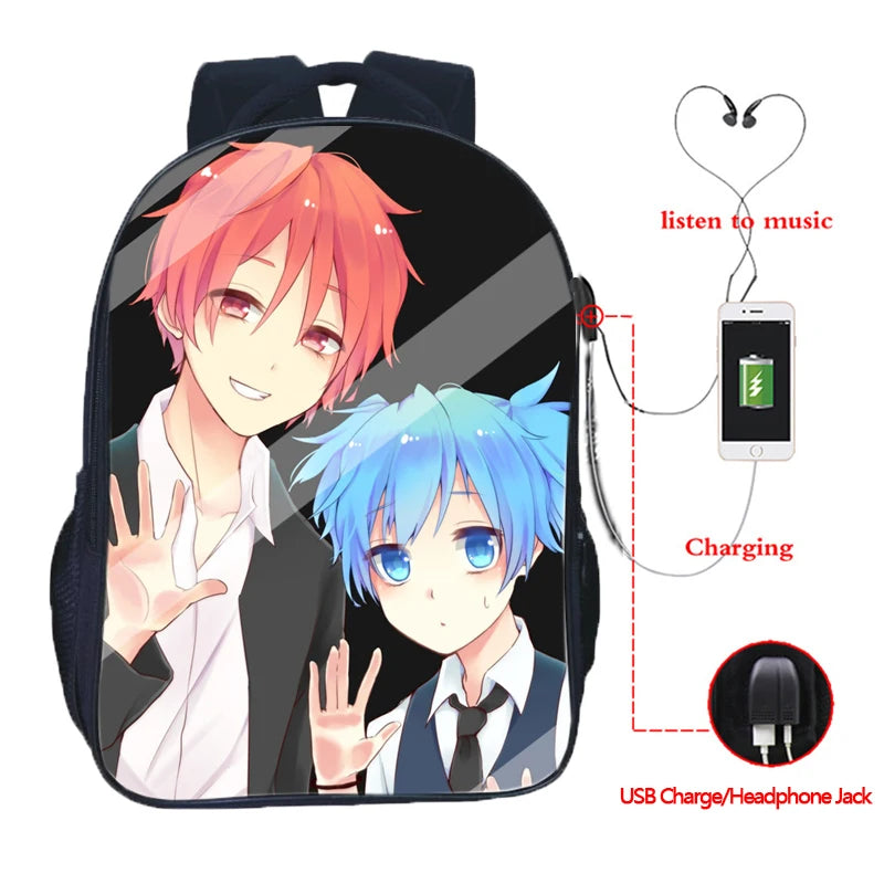 Assassination Classroom USB Charge Backpack Casual School Bag