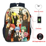 Assassination Classroom USB Charge Backpack Casual School Bag