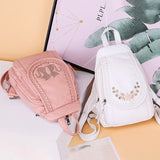 High Leather Backpack for Women School Bag Teenage Girls Female Travel