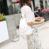 High Leather Backpack for Women School Bag Teenage Girls Female Travel
