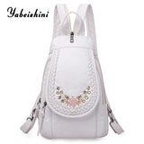 High Leather Backpack for Women School Bag Teenage Girls Female Travel
