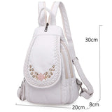 High Leather Backpack for Women School Bag Teenage Girls Female Travel