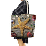 Summer Beach Bag Starfish Print Reusable Shoulder Tote Handbag Eco Shopper
