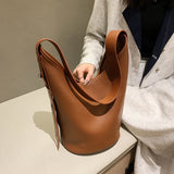 High Capacity Bucket Bag PU Leather Messenger Bag