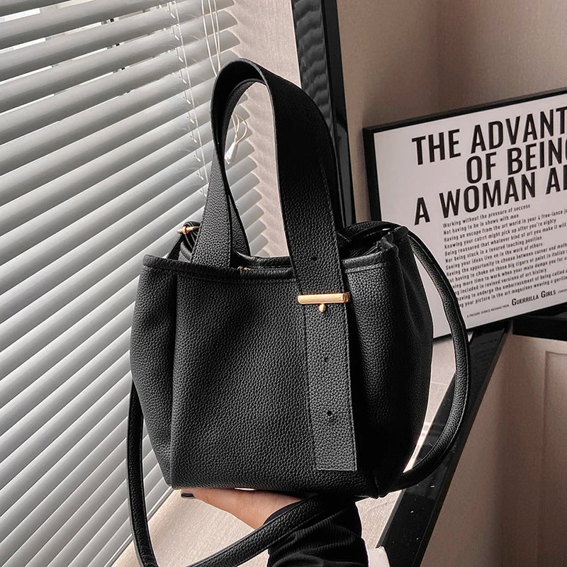 High Bucket Bag Shoulder Bag Women's PU Leather Handbags