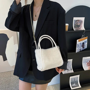 Plush Bucket Bag Autumn Winter Shoulder Chains Handbags