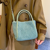 Plush Bucket Bag Autumn Winter Shoulder Chains Handbags