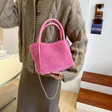 Plush Bucket Bag Autumn Winter Shoulder Chains Handbags