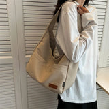 Women's Large Capacity Canvas Shoulder Bag Solid Shopping Tote Handbag
