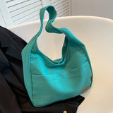 Women's Large Capacity Canvas Shoulder Bag Solid Shopping Tote Handbag