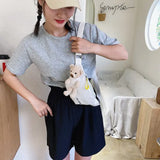 Canvas Belt Bags Crossbody Chest Bag Bear Women's Waist Bag Female Fanny Pack