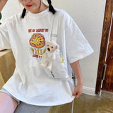 Canvas Belt Bags Crossbody Chest Bag Bear Women's Waist Bag Female Fanny Pack