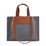 Canvas & Leather Shoulder Bag for Women - Large Capacity Handbag