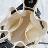 Korean Style Canvas Bucket Bag with Tassel - Crossbody Shoulder Handbag