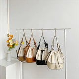 Korean Style Canvas Bucket Bag with Tassel - Crossbody Shoulder Handbag