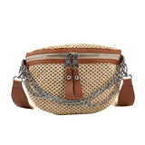 Straw Women Shoulder Crossbody Waist Bag Female Belt Bags