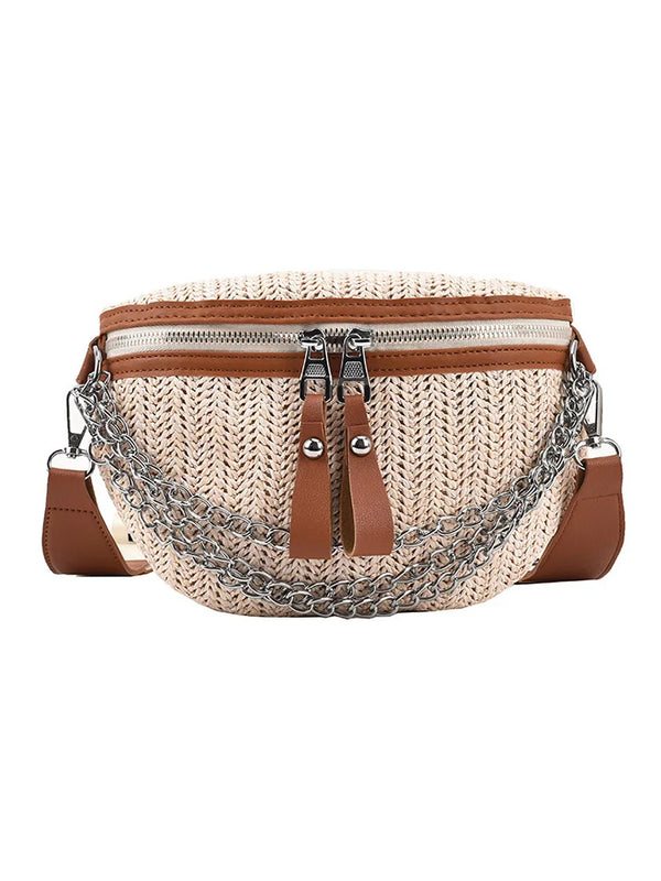 Straw Women Shoulder Crossbody Waist Bag Female Belt Bags