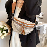 Straw Women Shoulder Crossbody Waist Bag Female Belt Bags