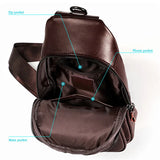 Cow Leather Chest Pack Backbag Man Crossbody Bag