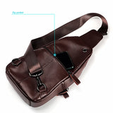 Cow Leather Chest Pack Backbag Man Crossbody Bag