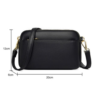 Women's Soft Leather Shoulder Bag Multi-Layer Crossbody Handbag