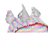Sequined Silver Unicorn Backpack Zipper Travel Bag School Bag Mochila