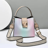 Contrast-Colored Hand Bucket Bag Women's Shoulder Messenger Bag