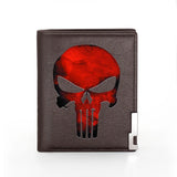 Military Skull Leather Wallet Slim Credit Card Holder