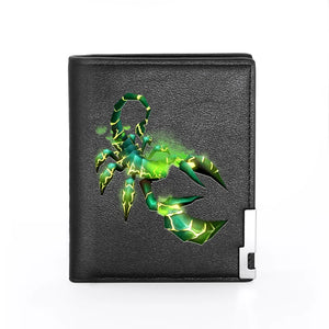 Scorpion Theme Leather Wallet Men Women Slim Short Purses