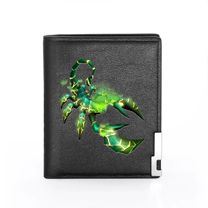 Scorpion Theme Leather Wallet Men Women Slim Short Purses