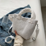 Women's Corduroy Shoulder Bag Messenger Totes with Button Closure