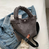 Women's Corduroy Shoulder Bag Messenger Totes with Button Closure