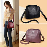 Small PU Leather Crossbody Shoulder Bag for Women with Tote Handbag