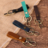 High Crazy Horse Leather Keychain Metal Hook Detachable