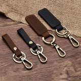 High Crazy Horse Leather Keychain Metal Hook Detachable