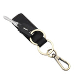 High Crazy Horse Leather Keychain Metal Hook Detachable