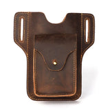 High Crazy Horse Leather Waist pack Phone Bag Belt Loop Hook Waist Pouch Brown