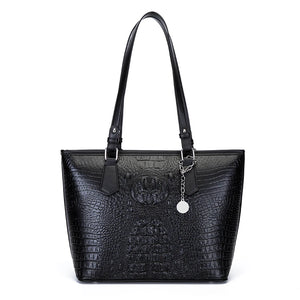 Vintage Crocodile Pattern Leather Handbag Large Tote Sac