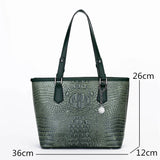 Vintage Crocodile Pattern Leather Handbag Large Tote Sac