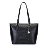 Vintage Crocodile Pattern Leather Handbag Large Tote Sac
