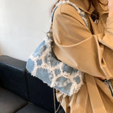 High Denim Bags Women's Net Red Texture Underarm Shoulder Bag Chain Messenger