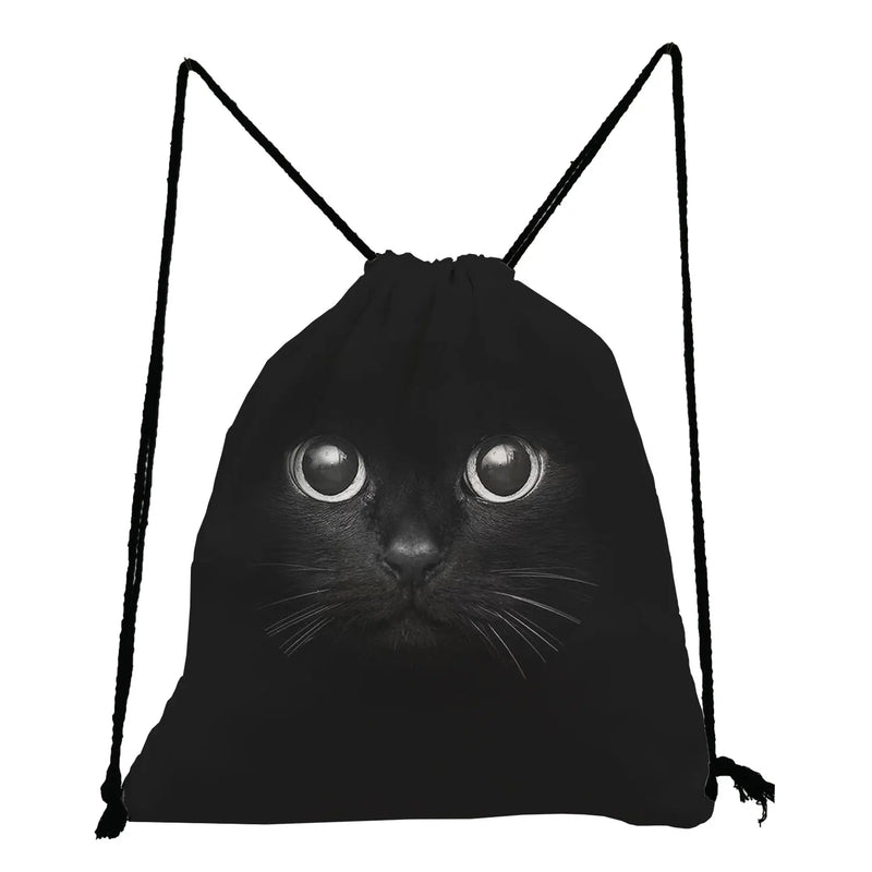 Drawstring Bags Cat Print Teenager Boys Girls Bookbag