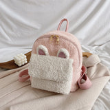 Pink Personalized Embroidered Wool Backpack for Lady