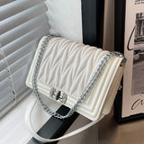 High Embroidery Thread Chain Shoulder Bag Small Square Crossbody Purse