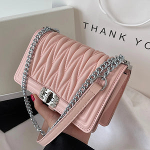 High Embroidery Thread Chain Shoulder Bag Small Square Crossbody Purse